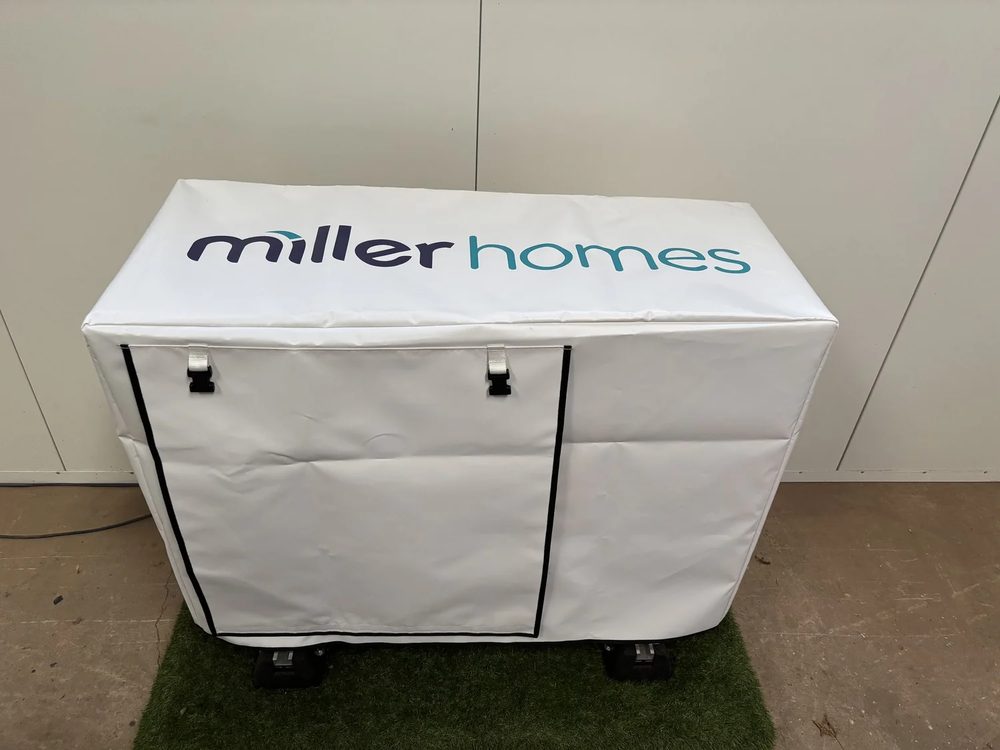 Miller Homes branded heat pump cover