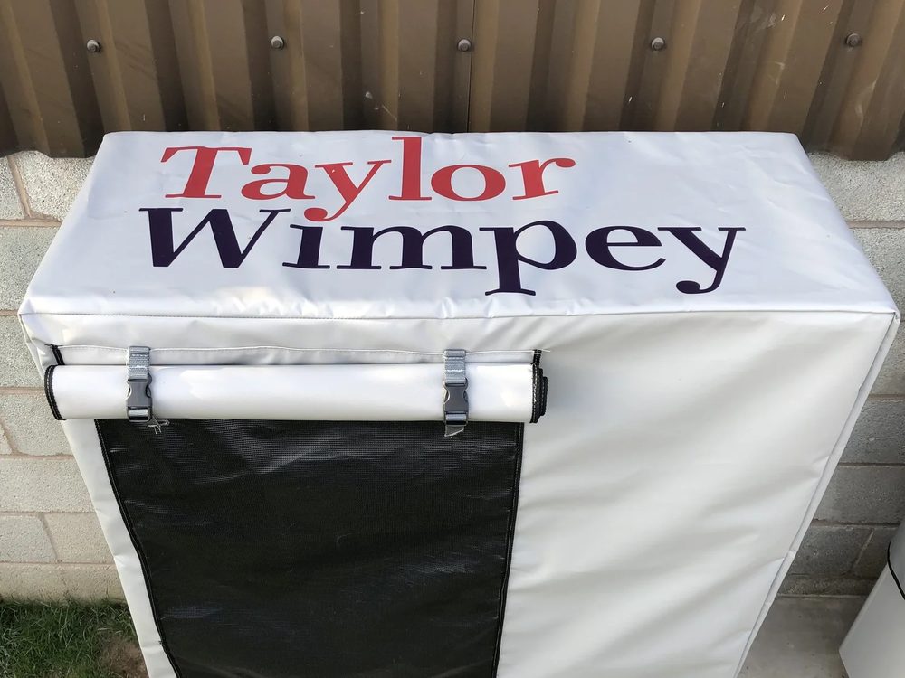 Taylor Wimpey branded heat pump cover